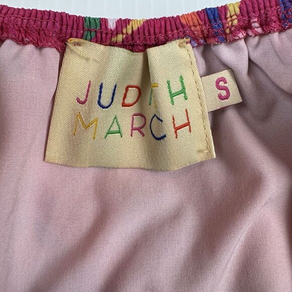 Judith March Dress Size Small Pink Parrot Tropical Maxi Off Shoulder Boho - Picture 5 of 9